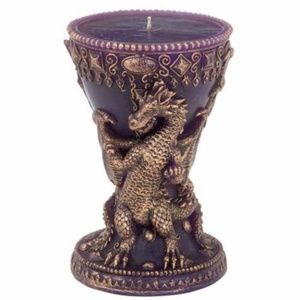 Sculptured 3D Dragon Chalice Wax Candle Purple New